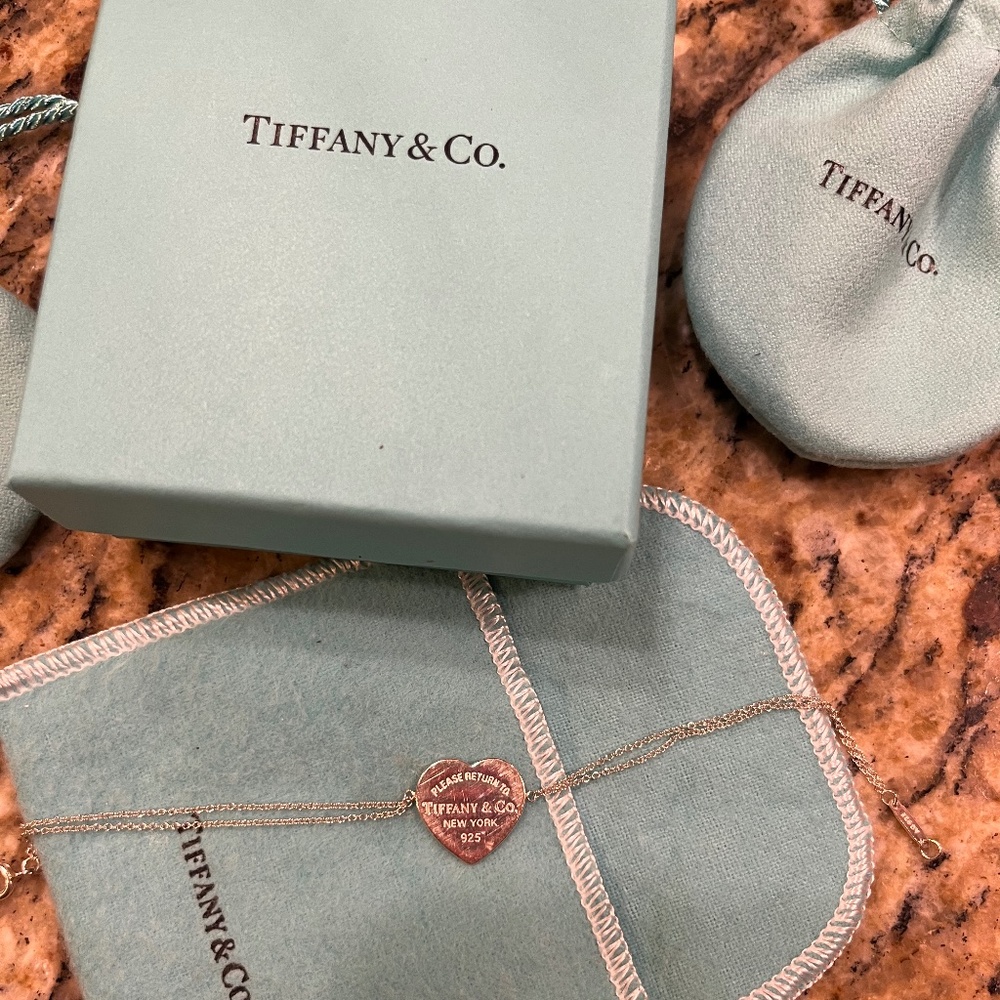 Tiffany heart tag double chain bracelet
